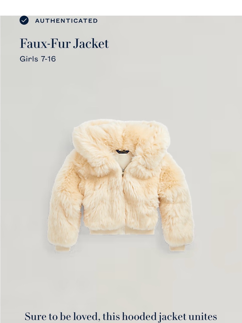 Polo by Ralph Lauren Cream Faux-Fur Hooded Jacket